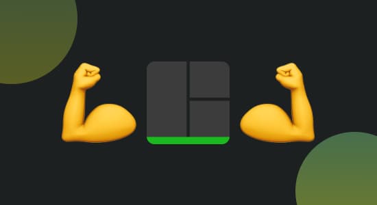 A return key with flexing, muscular arms.