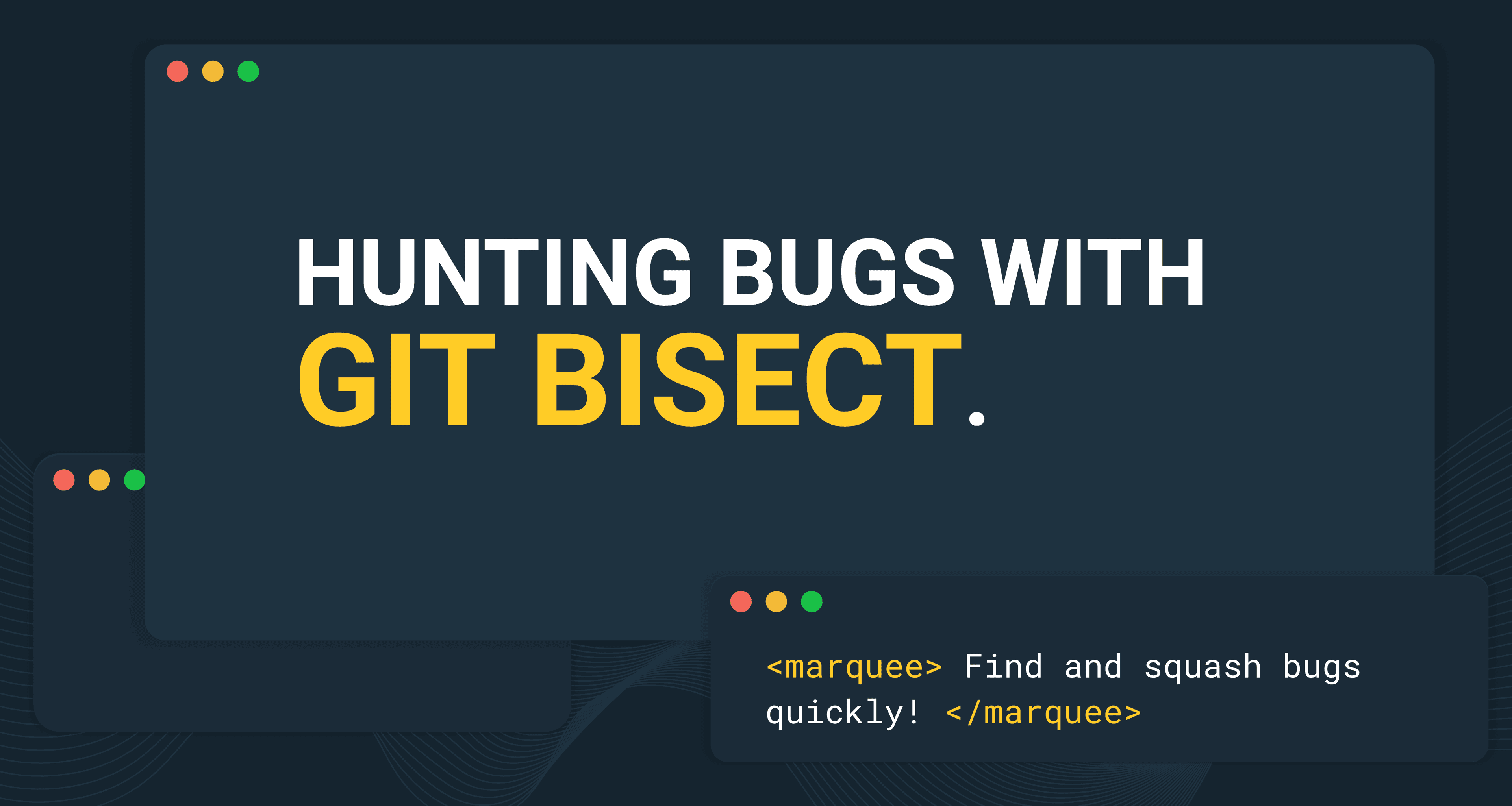 Cover art for my "Hunting Bugs with Git Bisect" talk at UpstatePHP